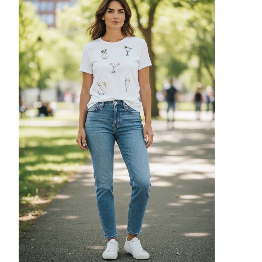 LIV MILANO Women's White Embroidered Embellishment Cocktail Knit T-Shirt X-Large